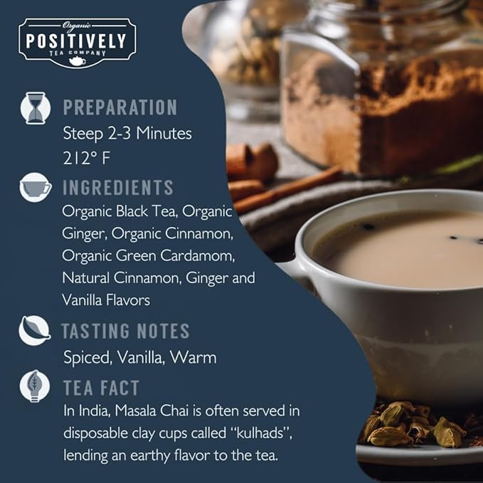 Organic Positively Tea Company Chai Tea Sampler Loose Leaf 4 Ounce 3 Pack