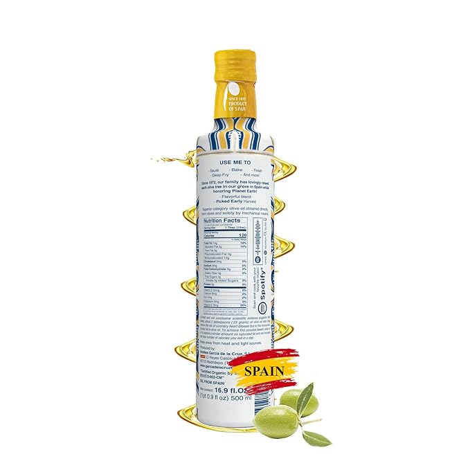 GARCÍA DE LA CRUZ - Organic Extra Virgin Olive Oil Master Miller Premium Oil Almond and Tomato Tones Smooth Body Sourced in Spain Montes de Toledo Glass Bottle - 500 ml