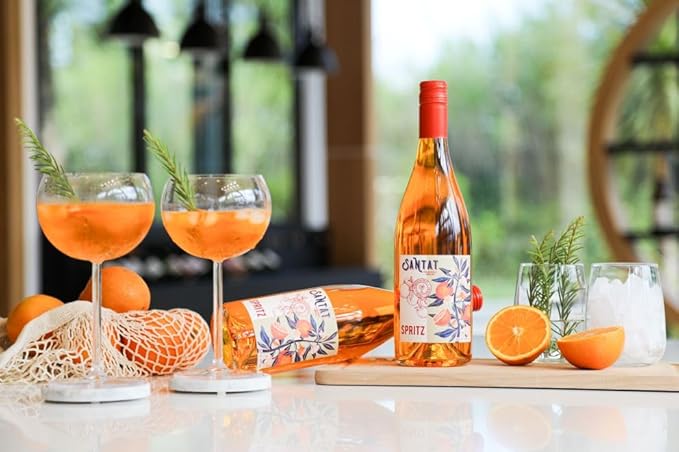 Santat Spritz | Sparkling Orange Bitter Apéritif Inspired by The Mediterranean | 0% ABV Non-Alcoholic Ready to Drink | 750ml | Imported from France (Pack of 2)