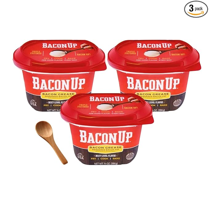 Bacon Up Bacon Grease for Cooking - 14 Ounce (3-pack) with spoon
