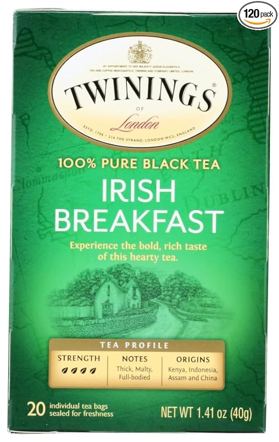 Twinings Irish Breakfast Tea Tea Bags 20-Count Boxes (Pack of 6)