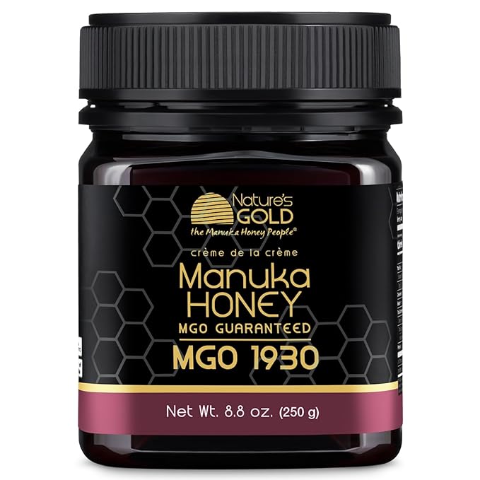 Nature’s Gold Raw Manuka Honey Certified High MGO | Authentic MGO 100% Pure Genuine Traceable Hive to Home | MGO 1930+ Flavor | 8.8 Ounce (Pack of 1) Size