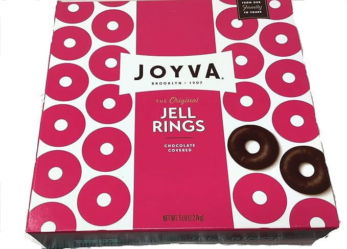 Jell Rings Classic Chocolate Covered Raspberry Jelly Candy 5 lb Bulk Box Vegan Kosher Parve Non-Dairy Gluten-Free Gourmet Treats Made in Brooklyn