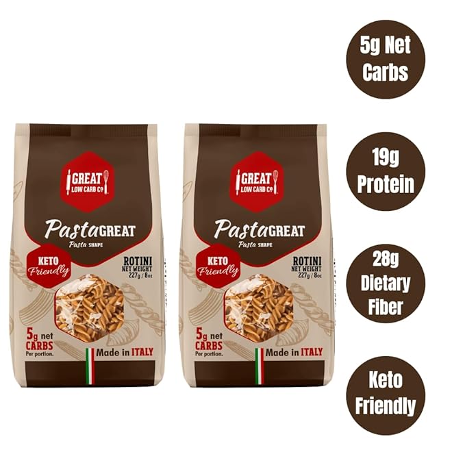 2 Packs Great Low Carb Bread Co. Rotini 8oz Low Carb Pasta
