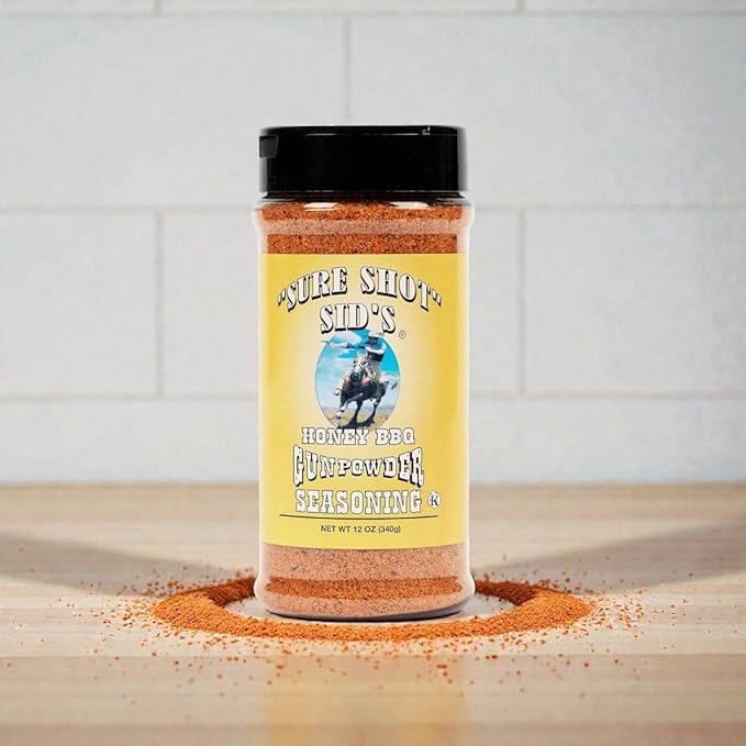 Sure Shot Sid’s Honey BBQ Gunpowder Seasoning 2 Pack (12 oz Each) – Sweet &amp Smoky All-Purpose BBQ &amp Grill Rub for Chicken Ribs Steak &amp Vegetables