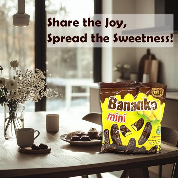 Kraš Bananko 120g - Irresistibly Delicious Mini Chocolate Covered Foam Bananas - Treat Yourself to Every Bite of Sweet Bliss! Pack of 5