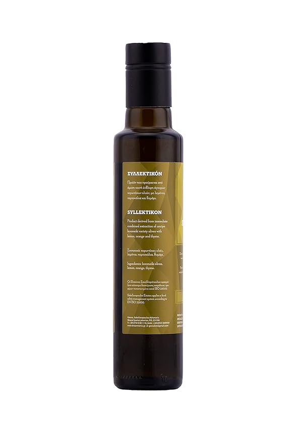 SYLLEKTIKON Premium Gourmet Flavored Unripe Extra Virgin Olive Oil (Lemon Orange Thyme)