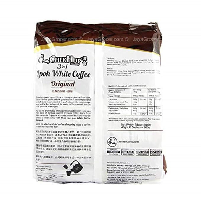 2 Packs Chek Hup 3 in 1 Ipoh White Coffee - Original Imported from Malaysia ( 2x12 sachets )