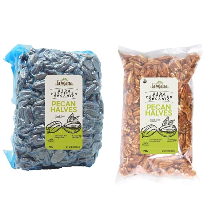 Organic Pecan Halves Bundle – 2 lb + 5 lb Bags (7 lbs Total) | USDA Certified Organic Pecans | Fresh Natural Bulk Nuts for Snacking Baking &amp Cooking