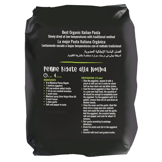 Mantova Italian Organic Penne Rigate Pasta - 100% Durum Semolina Organic Penne Rigate - Product Of Italy 1 Pound (Pack of 6)