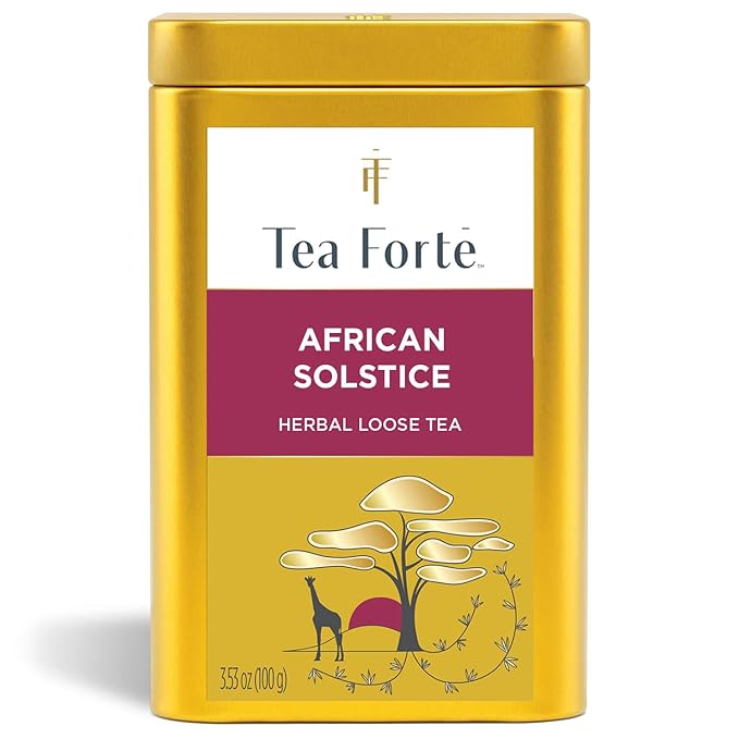 Tea Forte African Solstice Premium Loose Leaf Caffeine-Free Herbal Tea Blend Canister Makes 35-50 Cups