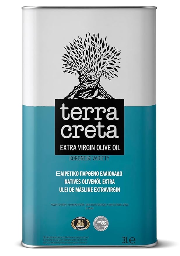 Terra Creta 100% Koroneiki Variety Estate Greek Extra Virgin Olive Oil 3 Ltr (101 Fl.oz) Tin