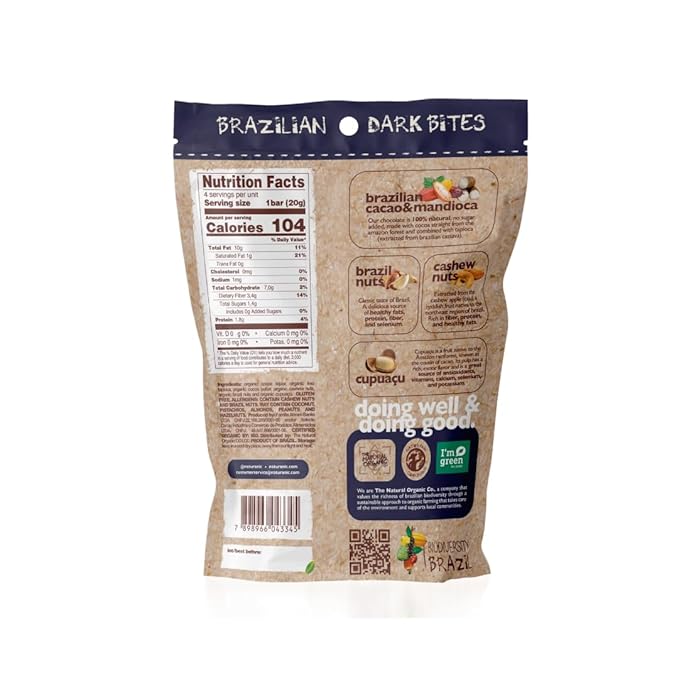 Naturanic Brazilian Dark Chocolate Bar Cupuaçu and Nuts Filling Sugar Free Keto Friendly Vegan Organic Non-GMO Gluten Free - Pack of 2