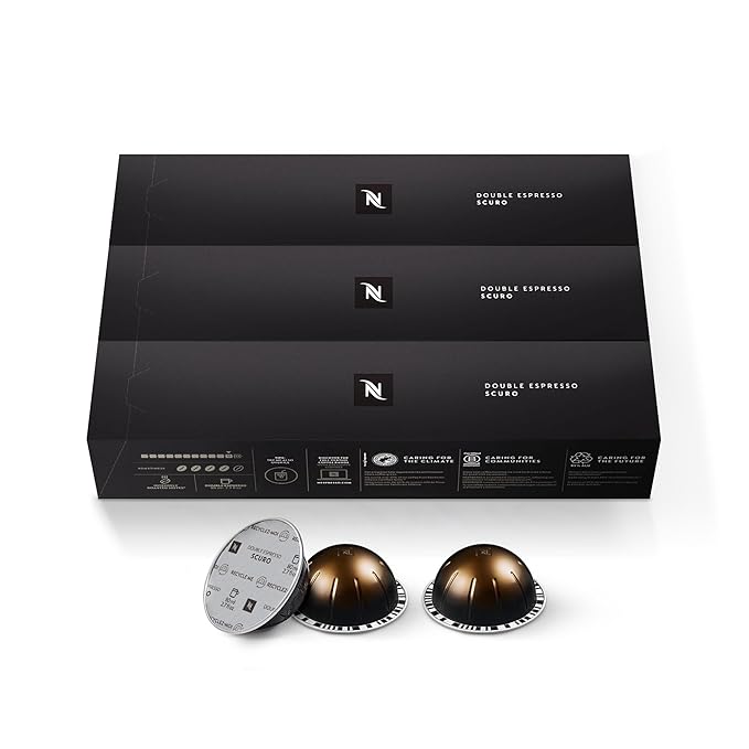 Nespresso Capsules Vertuo Double Espresso Scuro Dark Roast Espresso Coffee 30-Count Coffee Pods Brews 2.7oz.
