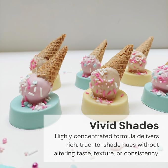 Chefmaster 12 Bottle Set of Candy Colors True-Tone Shades Oil-Based Professional-Grade Dye Chocolate Strawberries Cake Pops Decorating Easy-to-Use Manufactured in the USA 0.64 oz Each