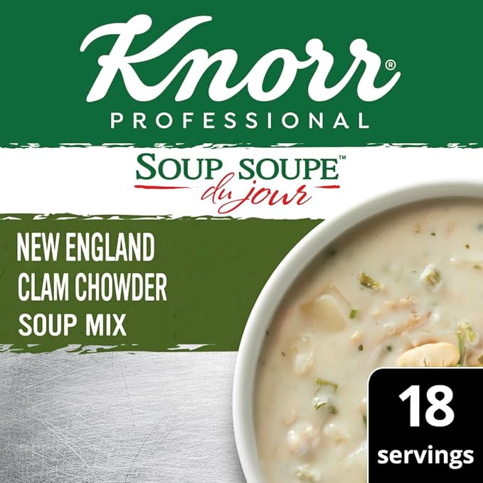 Knorr Professional Soup du Jour New England Clam Chowder Soup Mix No added MSG 0g Trans Fat per Serving Just Add Water 27 oz Pack of 4
