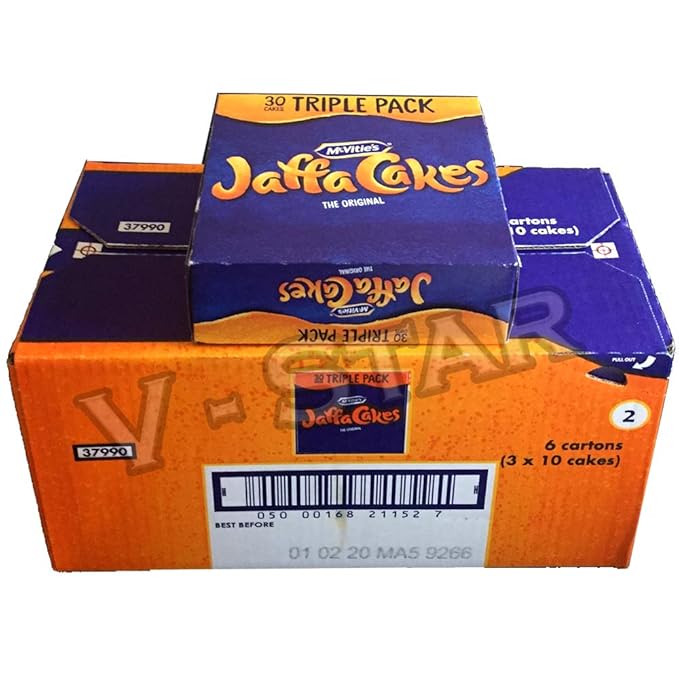 Full Box of MCVITIE'S JAFFA CAKES Triple Pack 6 CARTONS (3 X 10 Cake) 180 Cakes