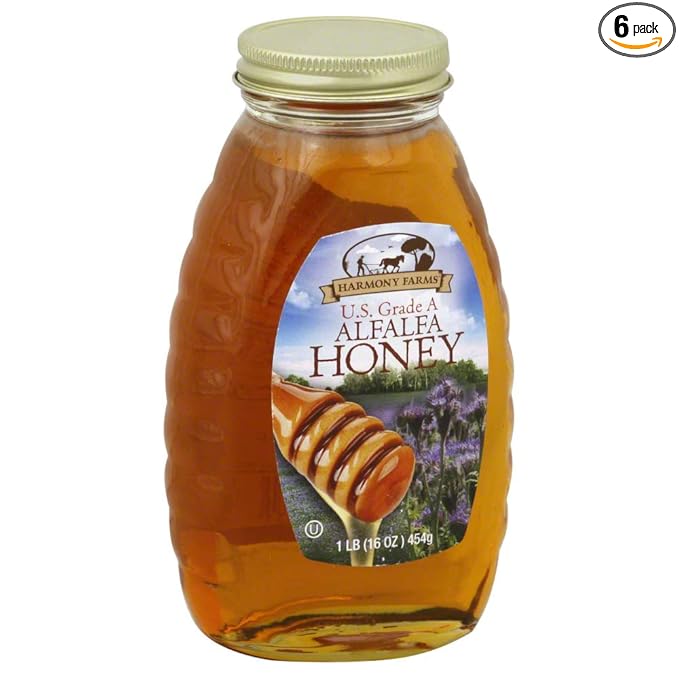 Harmony Farms Alfalfa Honey 16 Ounces (Pack Of 6)