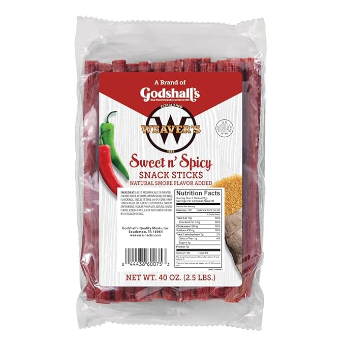 Weaver's Smoked Meats Snack Sticks- Established in 1885 (Sweet &amp Spicy 2.5 LBS.)
