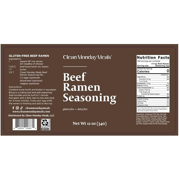 Clean Monday Meals Chicken Beef &amp Spicy Ramen Seasoning Pack | Gluten-Free Dairy-Free Non-GMO | Trio Pack for Noodles Broths &amp Meal Prep
