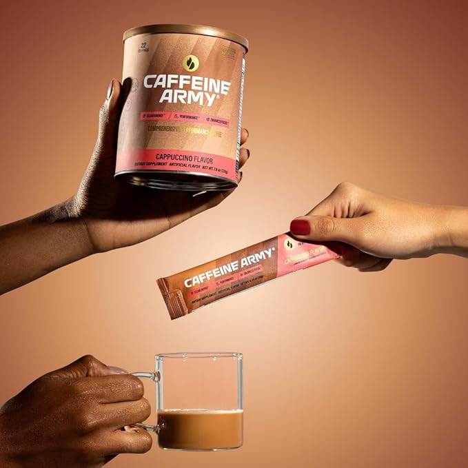CAFFEINE ARMY Cappuccino | Functional Coffee with Collagen Peptides MCTs CoQ10 and Adaptogens: Clean Energy Supports Daily Attention No Jitters or Crash (13.4 oz 38 Servings)