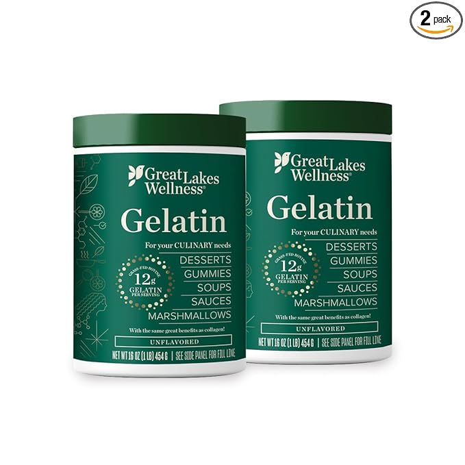 Great Lakes Wellness Collagen Peptides Powder for Skin Hair Nails Joints &amp Digestion - Unflavored - Quick Dissolve Hydrolyzed Non-GMO Keto Kosher - 16 oz - 2 Pack - Packaging May Vary
