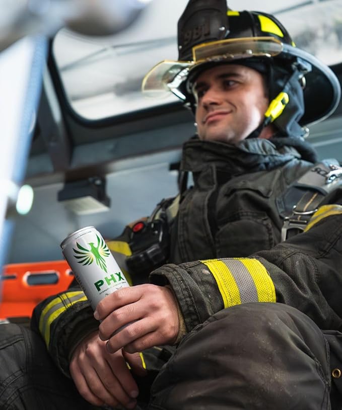 PHX Hydration Energy Drink - 700mg Electrolytes 200mg Natural Green Tea Caffeine 100% Daily Value 8 Essential Vitamins - 12 oz Cans (12 Pack) (12 Pack Wild Berry)