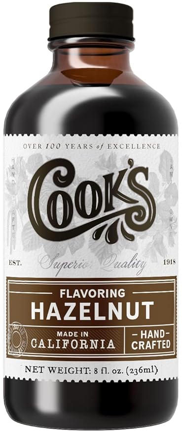 Cook's Pure Hazelnut Flavor Perfect for Baking and Cooking Certified Kosher Gluten Free Allergen Free Vegan 8 oz