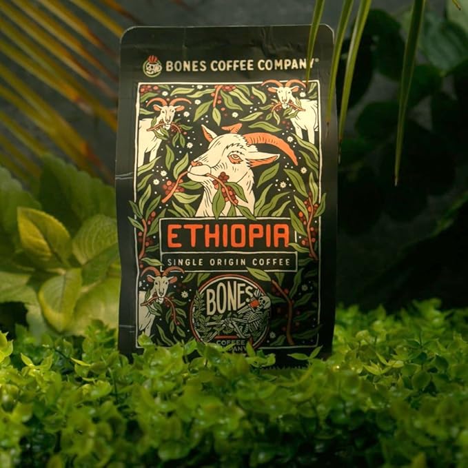 Bones Coffee Company Ethiopia and Costa Rica Single Origin Flavored Coffee Bundle Light Roast and Medium Roast Low Acid Arabica Beans 12 Oz Whole Bean