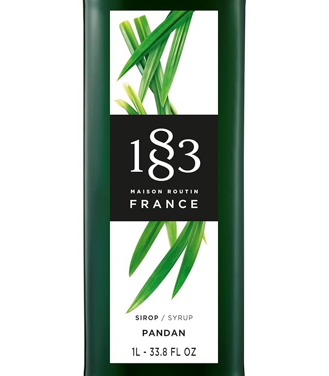 1883 Pandan Syrup for Drinks – 1 Liter Glass Bottles (Pack of 6)