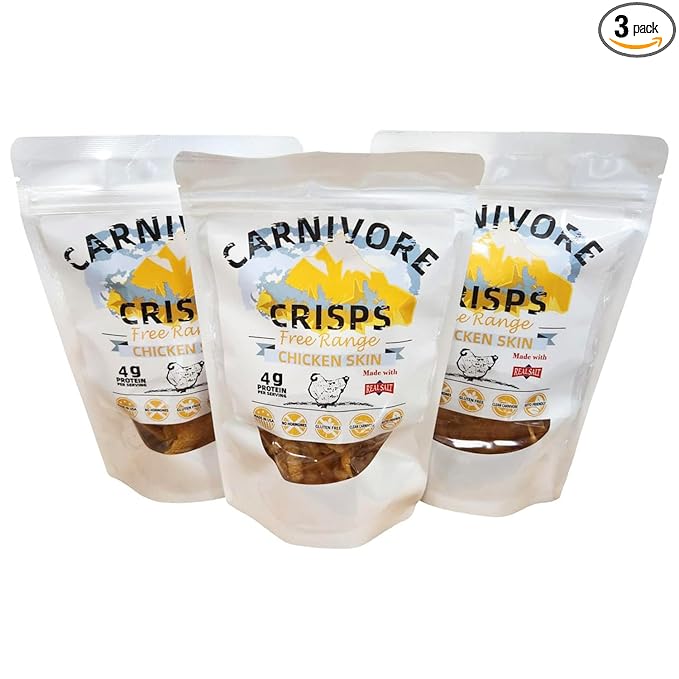 Carnivore Crisps Chicken Skin Mary’s Chicken skins High Protein Keto &amp Carnivore Diet Approved Gluten-Free No Hormones 1.5 oz (Pack of 3)