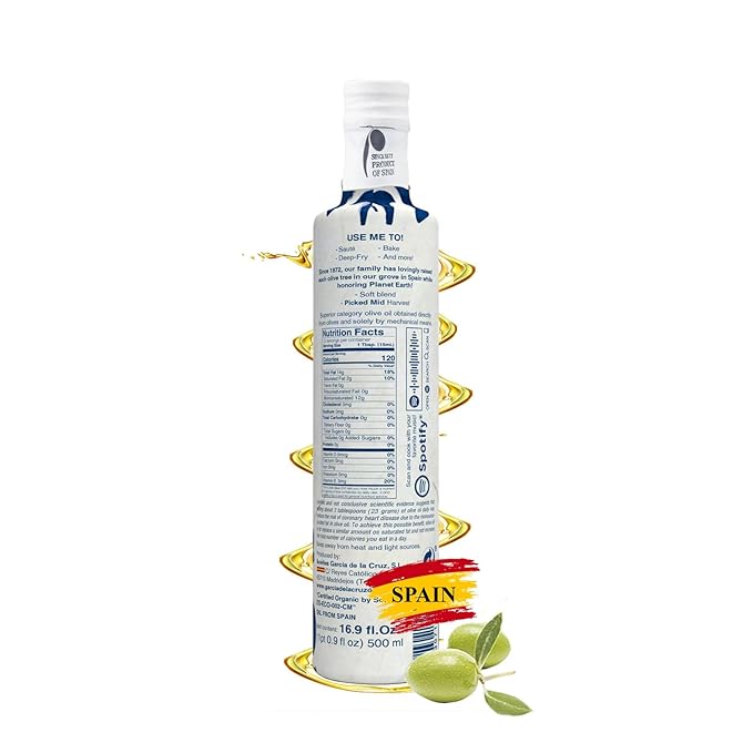 Organic Extra Virgin Olive Oil by Garcia de la Cruz Mild Smooth Flavor for Everyday Use Spanish Organic Olive Oil Single-Origin Family Owned