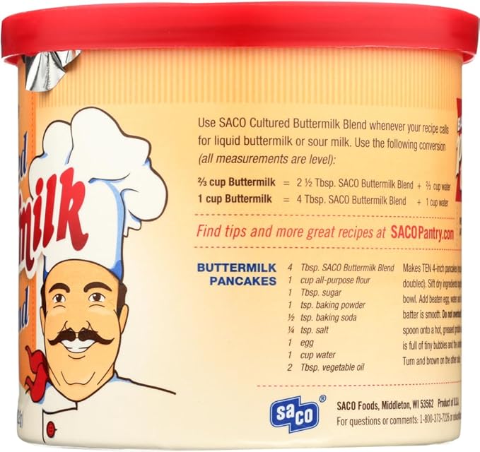 Saco Powdered Buttermilk 12-ounce Cans (Pack of 3) by Saco