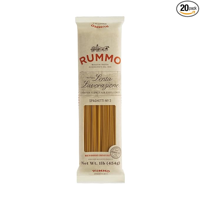 Rummo Spaghetti Pasta N.3 - Spaghetti Pasta Noodles Durum Wheat Pasta Thin Spaghetti Noodles Italian Pasta Dry Pasta - 16 Ounce (Pack of 20)
