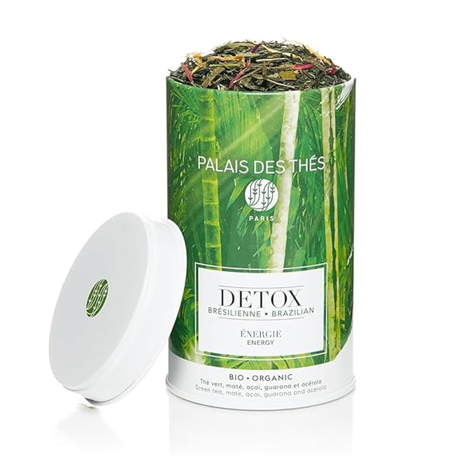 Palais des Thés Green Tea - Organic Brazilian Wellness Blend for Energy with Matcha Mate Guarana Acai &amp Acerola - Premium Loose Leaf Tea Tea Serves 20-25 Cups - 3.5oz Tin