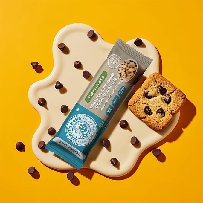 Daryl's Bars Vegan Line Chocolate Chip Cookie Dough On the Go Protein Bars Gluten Free Vegan Protein Snack Meal Replacement Pack of 2