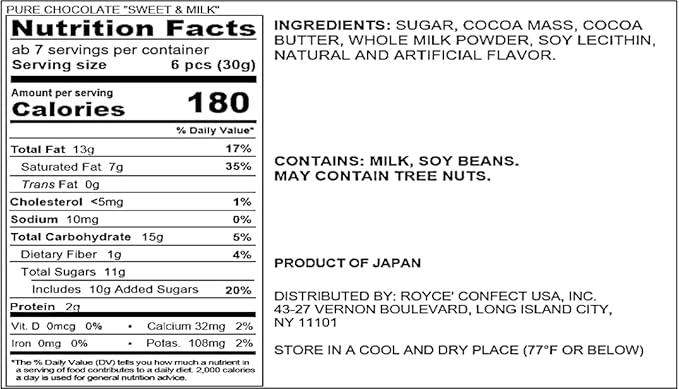 ROYCE' Pure Chocolate Sweet &amp Milk - Assortment of Sweet and Milk Chocolates | Ideal for Baking and Desserts| No Artificial Preservatives | Japanese Chocolate from Hokkaido (40 Pieces of Chocola