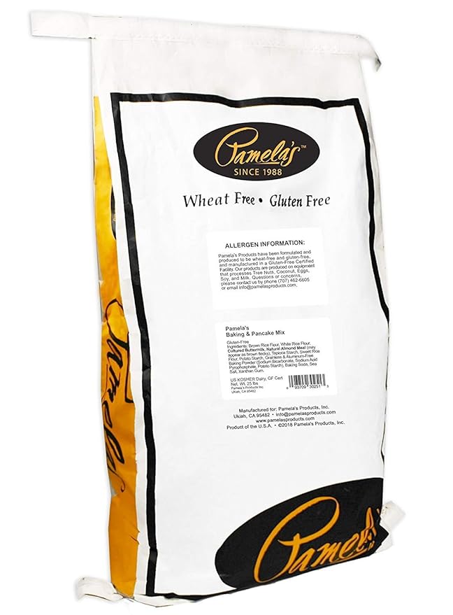 Pamela's Gluten Free Baking and Pancake Mix Fluffy Waffles 8g Whole Grain 25-Pound Bag (Pack of 1)