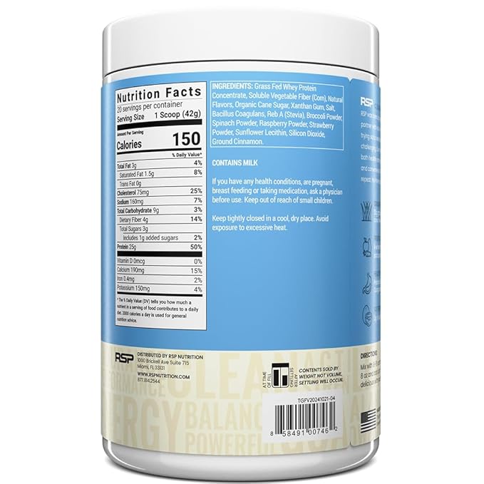 TrueFit High Fiber Protein Powder Grass-Fed Whey Meal Replacement Shake with Prebiotics Probiotics &amp Organic Superfoods Keto Friendly Gluten Free