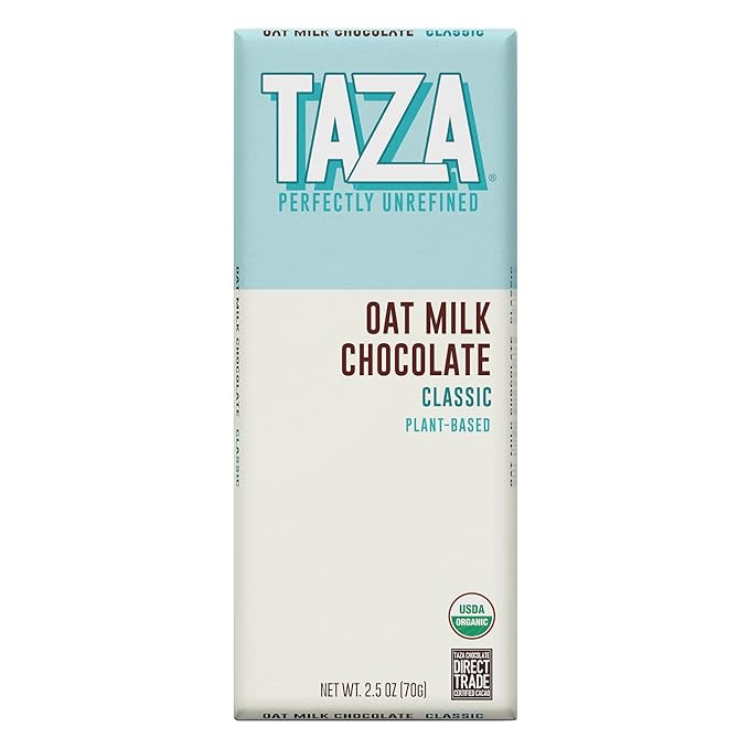 Taza Chocolate Organic Oat Milk Chocolate Bar Classic 2.5 Ounce (10 Count) Vegan