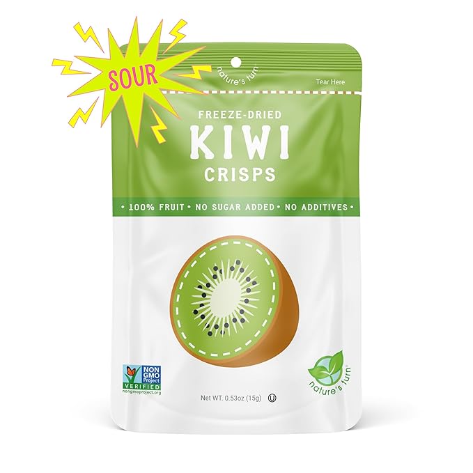 Nature’s Turn Freeze-Dried Fruit Crisps – Healthy Gluten-Free Crispy &amp Delicious Plant-Based Snack Ideal for Cereal Smoothies School Lunches &amp On-the-Go Sour Kiwi Bags of 12 (0.53 oz