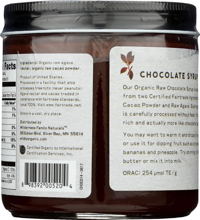 WILDERNESS PRODUCTS Syrup Chocolate Pack of 6 Size 20 OZ (Gluten Free GMO Free Kosher Vegan Wheat Free Yeast Free 95%+ Organic)