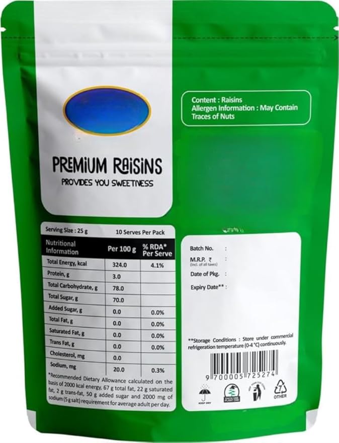 Premium Yellow Raisins Kishmish |100% Fresh Pure Seedless Kismis Raisins | Munakka Dry Fruit |Rich in Iron Fibre Potassium &amp Boosts ImmunityHealthy Snacks - 250 gm