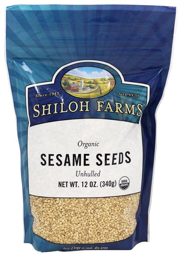 Shiloh Farms Organic Unhulled Sesame Seeds - Bulk Pack of 6 x 12 Oz Naturally Crunchy and Nutty Certified Organic Perfect for Gourmet Dishes