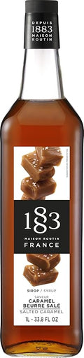 1883 Salted Caramel Syrup for Drinks Made in France 1 Liter Glass Bottle