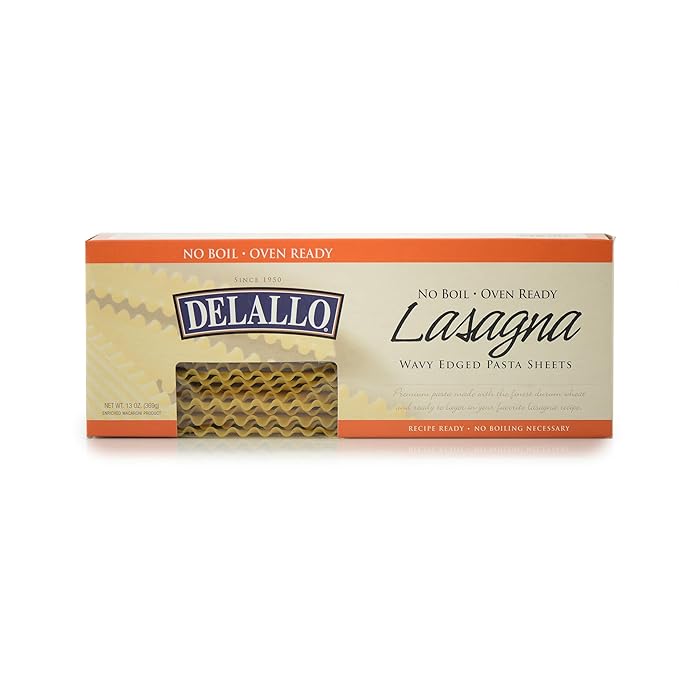 DeLallo No-Boil Lasagna Sheets 13.2oz Box 6 Pack Oven Ready Made with Durum Wheat Semolina Flour Non-GMO