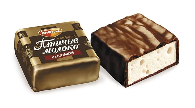 Krasnyi Oktyabr Chocolates Souffle Ptiche Moloko (Family Pack) BIRDS MILK VANILLA Gourmet Candy Bars 1kg/2.2lb Imported Russian Sweets