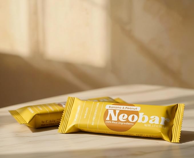 NEOBAR Banana Peanut Fruit and Nut Bars - Plant-Based Vegan Snack Bars Gluten Free Dairy Free Snacks No Added Sugar No Preservatives Non-GMO | 12 Count