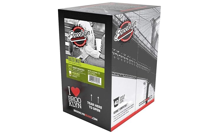 Brooklyn Beans Hazelnut Gourmet Coffee Pods - Compatible with Keurig K Cup Brewers Including 2.0 Machines 40 Count Rich and Nutty Hazelnut Flavored