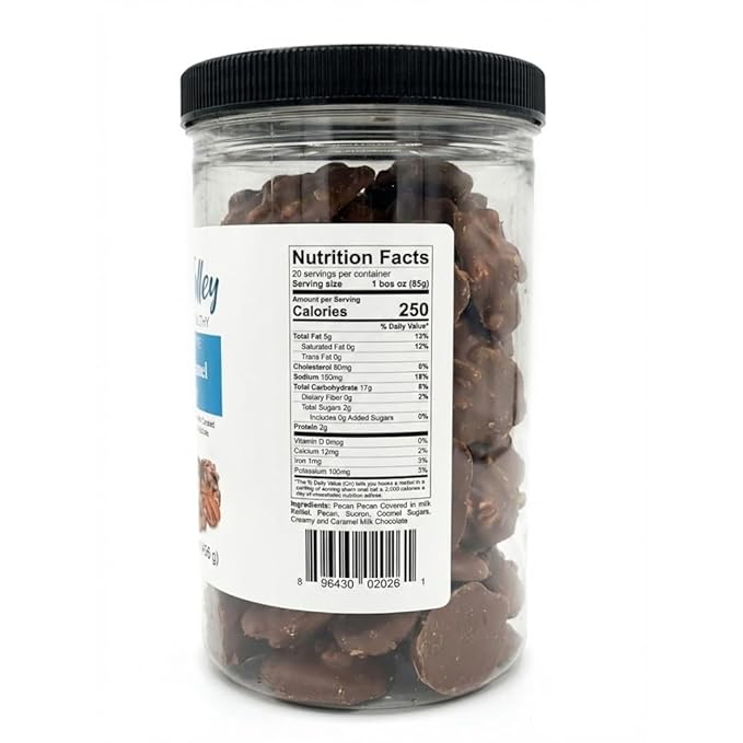 Taste Valley Milk Chocolate Pecan Caramel Clusters – 30 oz Bulk Jar | Gourmet Turtle Candy | Kettle-Cooked Caramel | Holiday Gift | Office Sharing | Sweet Crunchy Indulgence